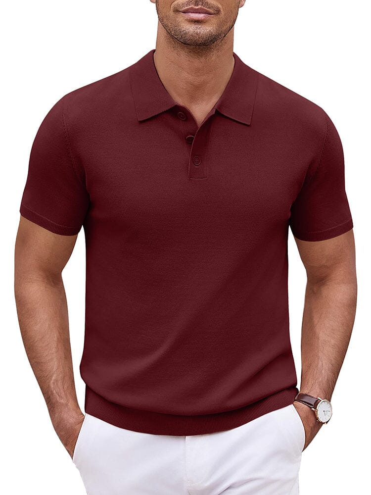 Classic Solid Color Knit Polo Shirt