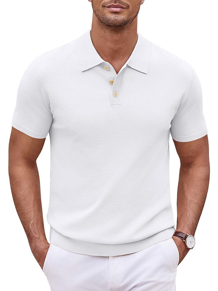 Classic Solid Color Knit Polo Shirt