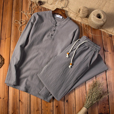 New Men's Chinese Traditional Clothing Breathable Cotton Linen 2PCS Sets Loose Casual Suit Men Tai Chi Kung Fu Costume Tang Suit