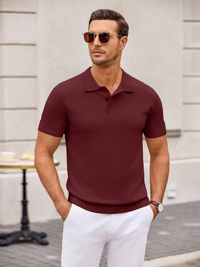 Classic Solid Color Knit Polo Shirt