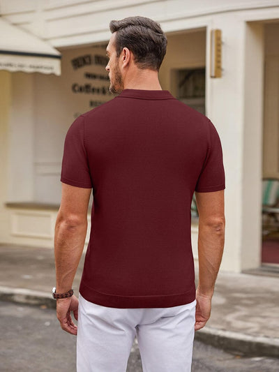 Classic Solid Color Knit Polo Shirt