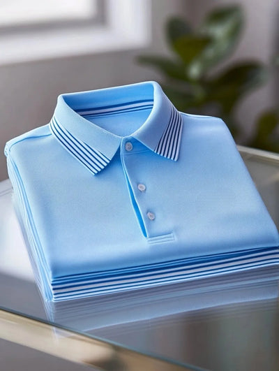 Men's Business Casual Button Short Sleeve Polo Shirt