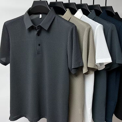 Men's Daily Breathable Button Short Sleeve Solid Polo Shirt