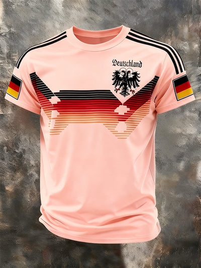 Men's Fashion German Football Team Fan Print Crew Neck T-Shirt
