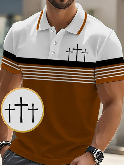 Men's Retro Faith  Casual Printed Polo Shirt