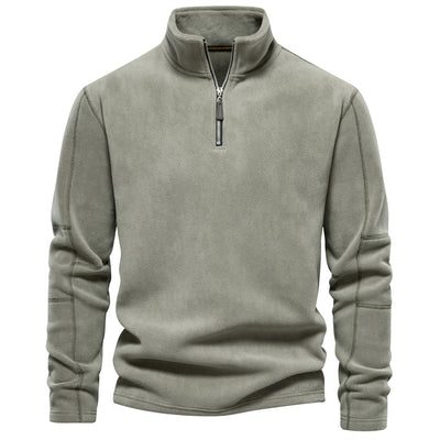 Men's Stand Collar Zip Long Sleeve Polar Fleece Sweatshirt