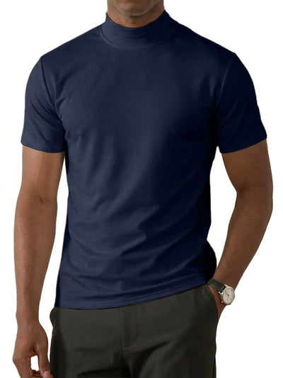 Men's High-Neck Slim Fit Casual Short-Sleeve T-Shirt