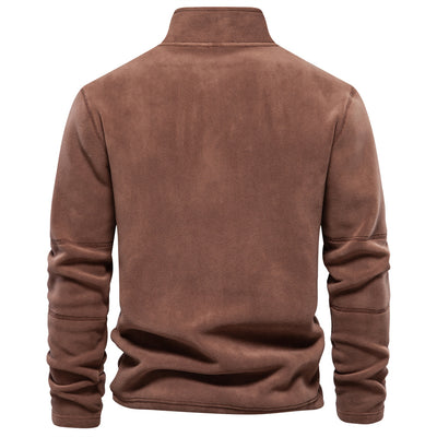 Men's Stand Collar Zip Long Sleeve Polar Fleece Sweatshirt