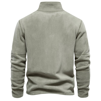 Men's Stand Collar Zip Long Sleeve Polar Fleece Sweatshirt