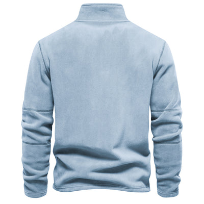 Men's Stand Collar Zip Long Sleeve Polar Fleece Sweatshirt
