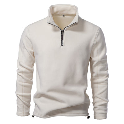 Men's Stand Collar Zip Long Sleeve Polar Fleece Sweatshirt