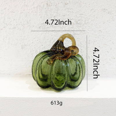 Handmade Glass Pumpkin, Green with Brown Stem, Desk Decoration, Gift for Thanksgiving, Mother's Day Gift, Gift Idea, Glass Ornaments