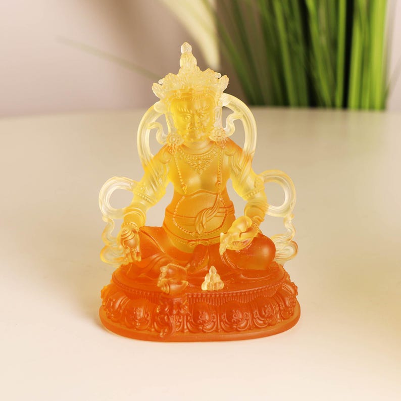 Statue du Bouddha de la Médecine en verre fait main avec baignoire électrique