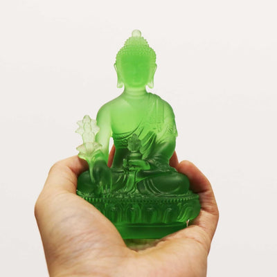 Handmade Glass Medicine Buddha Statue: Home Decor Gift