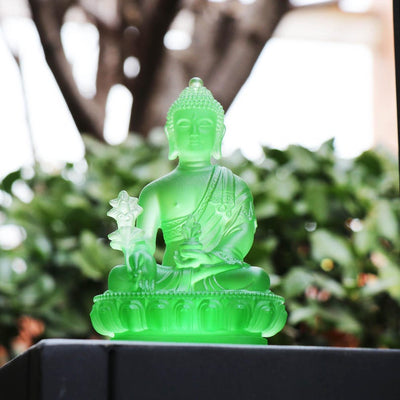 Handmade Glass Medicine Buddha Statue: Home Decor Gift