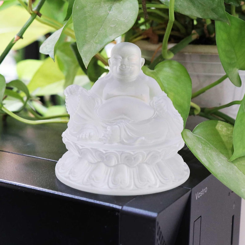 Handmade Glass Maitreya Buddha Statue: Car Dashboard Ornament