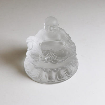 Handmade Glass Maitreya Buddha Statue: Car Dashboard Ornament