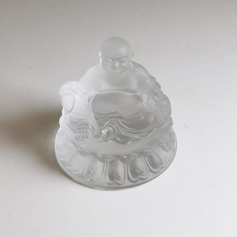 Handmade Glass Maitreya Buddha Statue: Car Dashboard Ornament