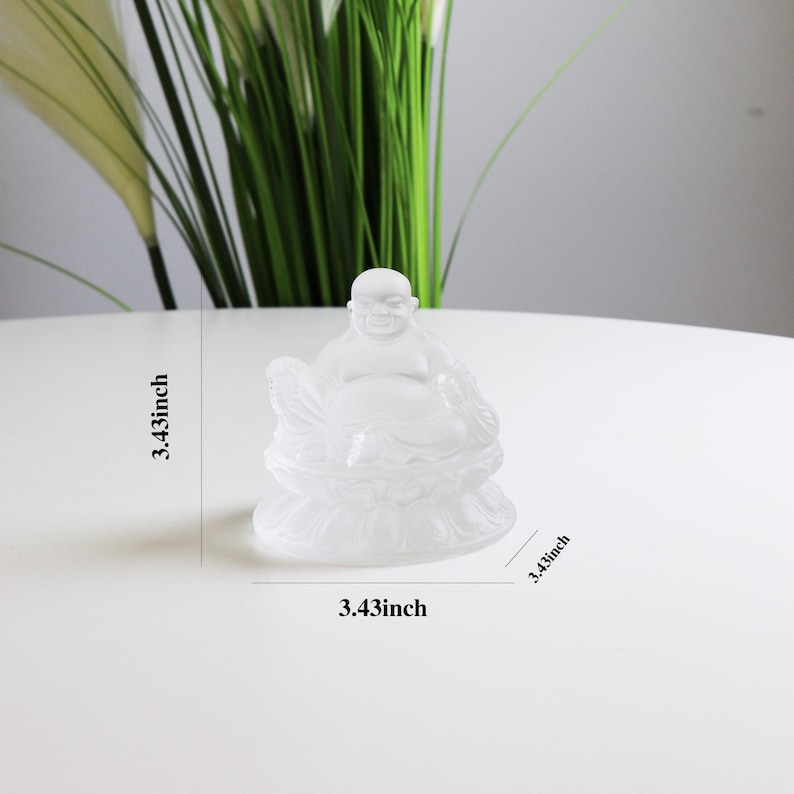 Handmade Glass Maitreya Buddha Statue: Car Dashboard Ornament