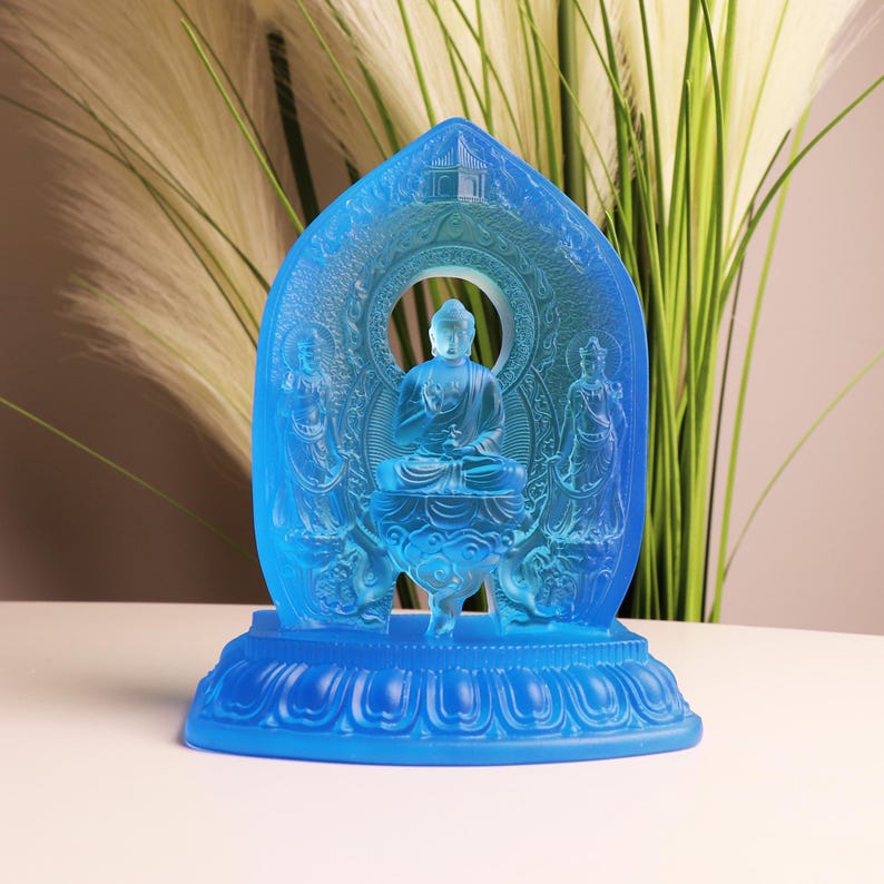 Handmade Glass Buddha Statue: Eastern Saints Triad Ornament