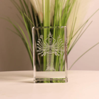 Glass Guanyin Statue: 3D Laser Carved Buddhist Ornament