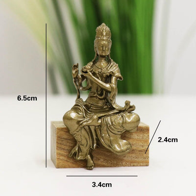 Bronze Guanyin Buddha Statue: Lotus Flower, Portable Altar Ornament