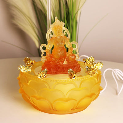Statue du Bouddha de la Médecine en verre fait main avec baignoire électrique
