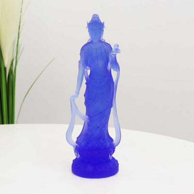 Glass Bodhisattva Statue: Buddhist Temple Desktop Ornament