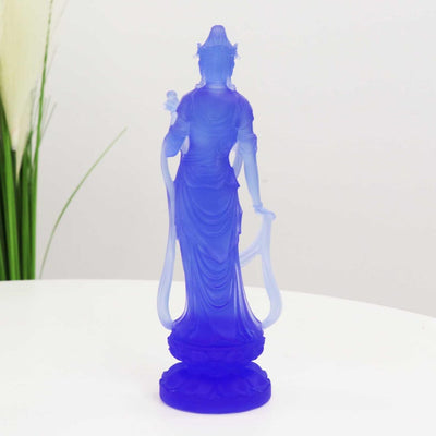 Glass Bodhisattva Statue: Buddhist Temple Desktop Ornament
