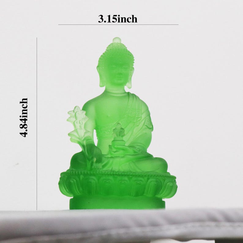 Handmade Glass Medicine Buddha Statue: Home Decor Gift