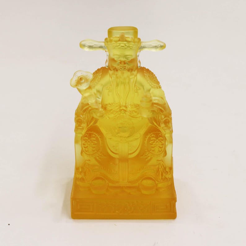 Glass God of Wealth Statue - Cai Shen Fortune Ornament