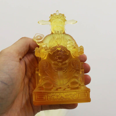 Glass God of Wealth Statue - Cai Shen Fortune Ornament