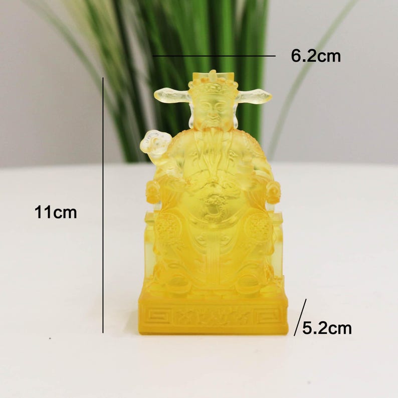 Glass God of Wealth Statue - Cai Shen Fortune Ornament