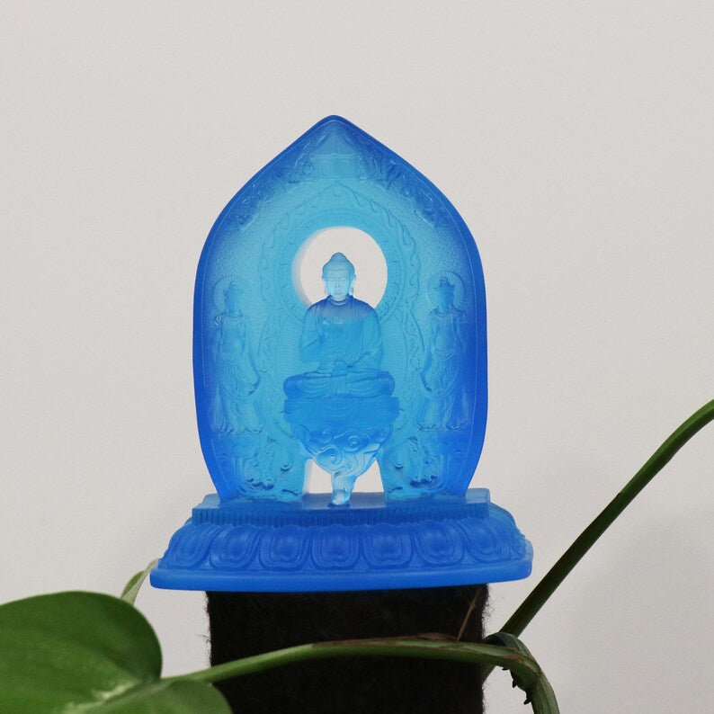 Handmade Glass Buddha Statue: Eastern Saints Triad Ornament