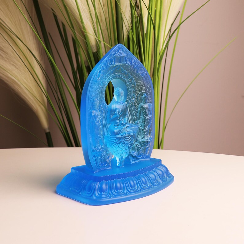 Handmade Glass Buddha Statue: Eastern Saints Triad Ornament