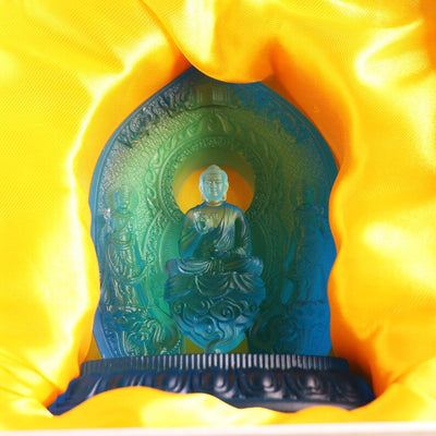 Handmade Glass Buddha Statue: Eastern Saints Triad Ornament