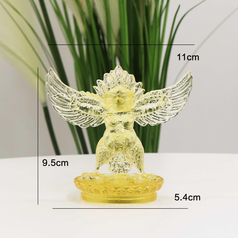 Glass Garuda Buddha Statue: Amber Tibetan Ornament