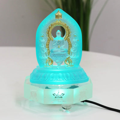 Glazed Medicine Buddha Statue: Sun & Moon Bodhisattva Temple Decor