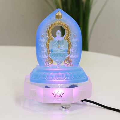 Glazed Medicine Buddha Statue: Sun & Moon Bodhisattva Temple Decor