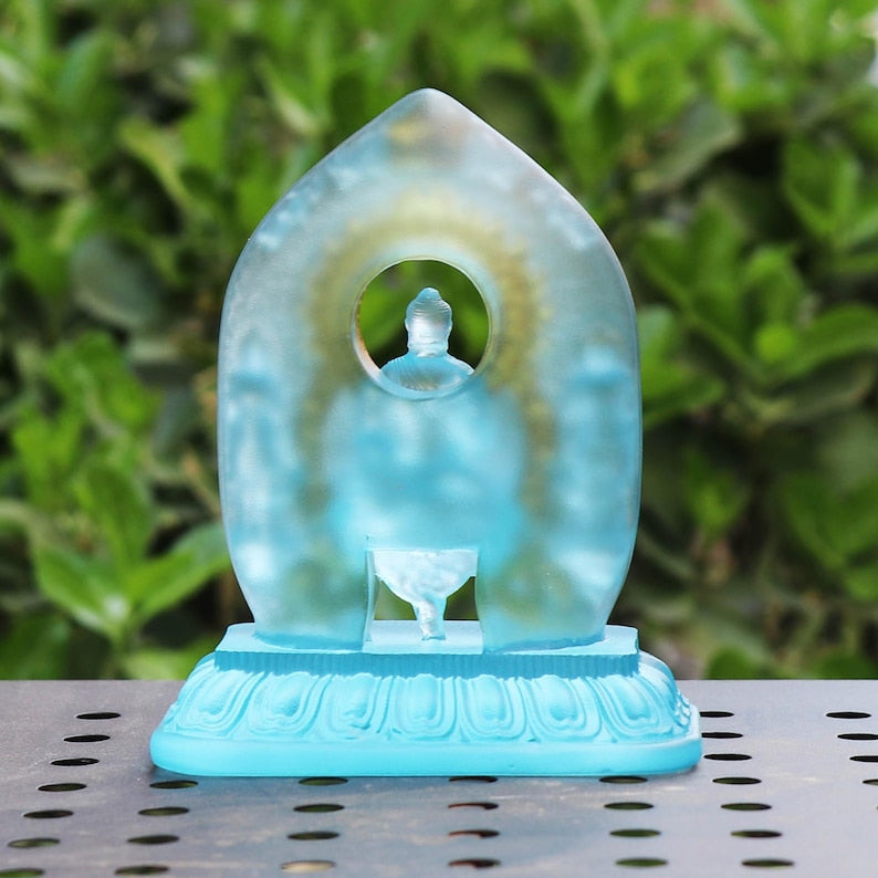 Glazed Medicine Buddha Statue: Sun & Moon Bodhisattva Temple Decor