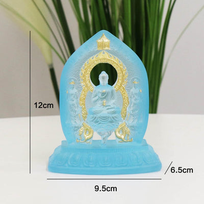 Glazed Medicine Buddha Statue: Sun & Moon Bodhisattva Temple Decor