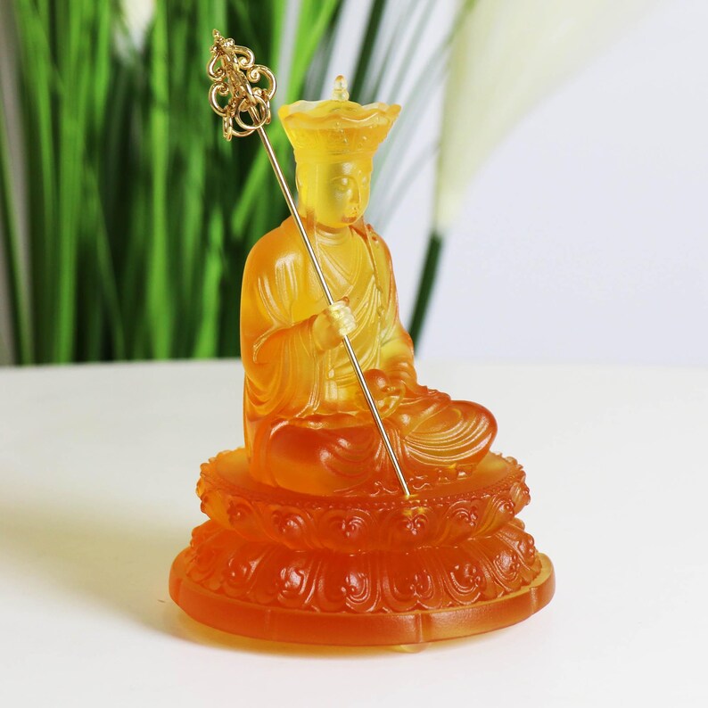 Water Glass Ksitigarbha Bodhisattva Statue: Buddhist Temple Ornament