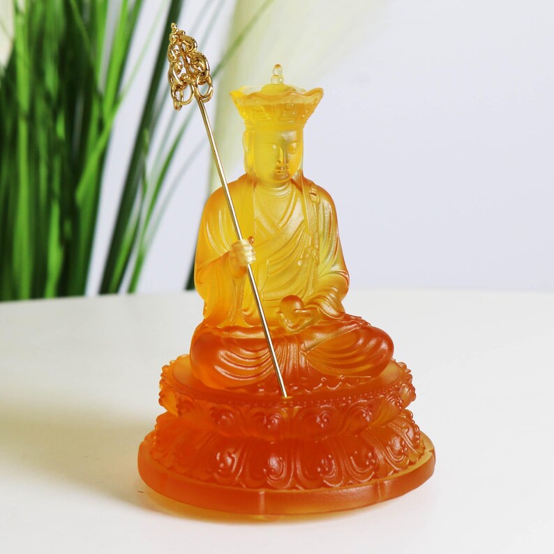Water Glass Ksitigarbha Bodhisattva Statue: Buddhist Temple Ornament