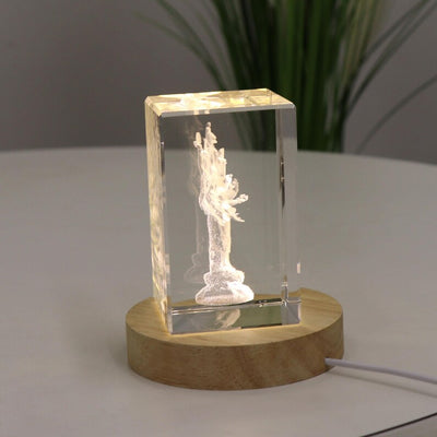 Glass Guanyin Statue: 3D Laser Carved Buddhist Ornament