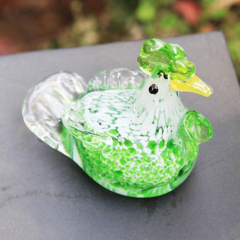 Colored Glass Rooster Ornament: Spicy Chicken Doll