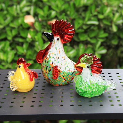 Colored Glass Rooster Ornament: Spicy Chicken Doll