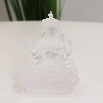 Glass Four-armed Guanyin Buddha Statue, Home Buddhist Temple, Guardian God Tantric Guanyin Bodhisattva