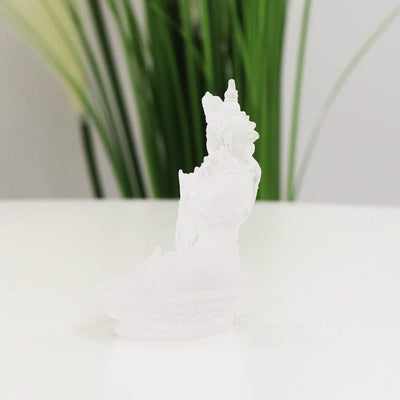 Glass Four-armed Guanyin Buddha Statue, Home Buddhist Temple, Guardian God Tantric Guanyin Bodhisattva