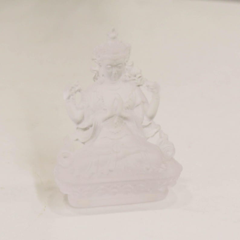 Glass Four-armed Guanyin Buddha Statue, Home Buddhist Temple, Guardian God Tantric Guanyin Bodhisattva