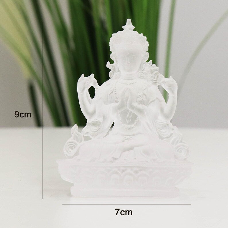 Statue de Bouddha Guanyin à quatre bras en verre, Temple Bouddhiste Domestique, Bodhisattva Guanyin Tantrique Dieu Gardien